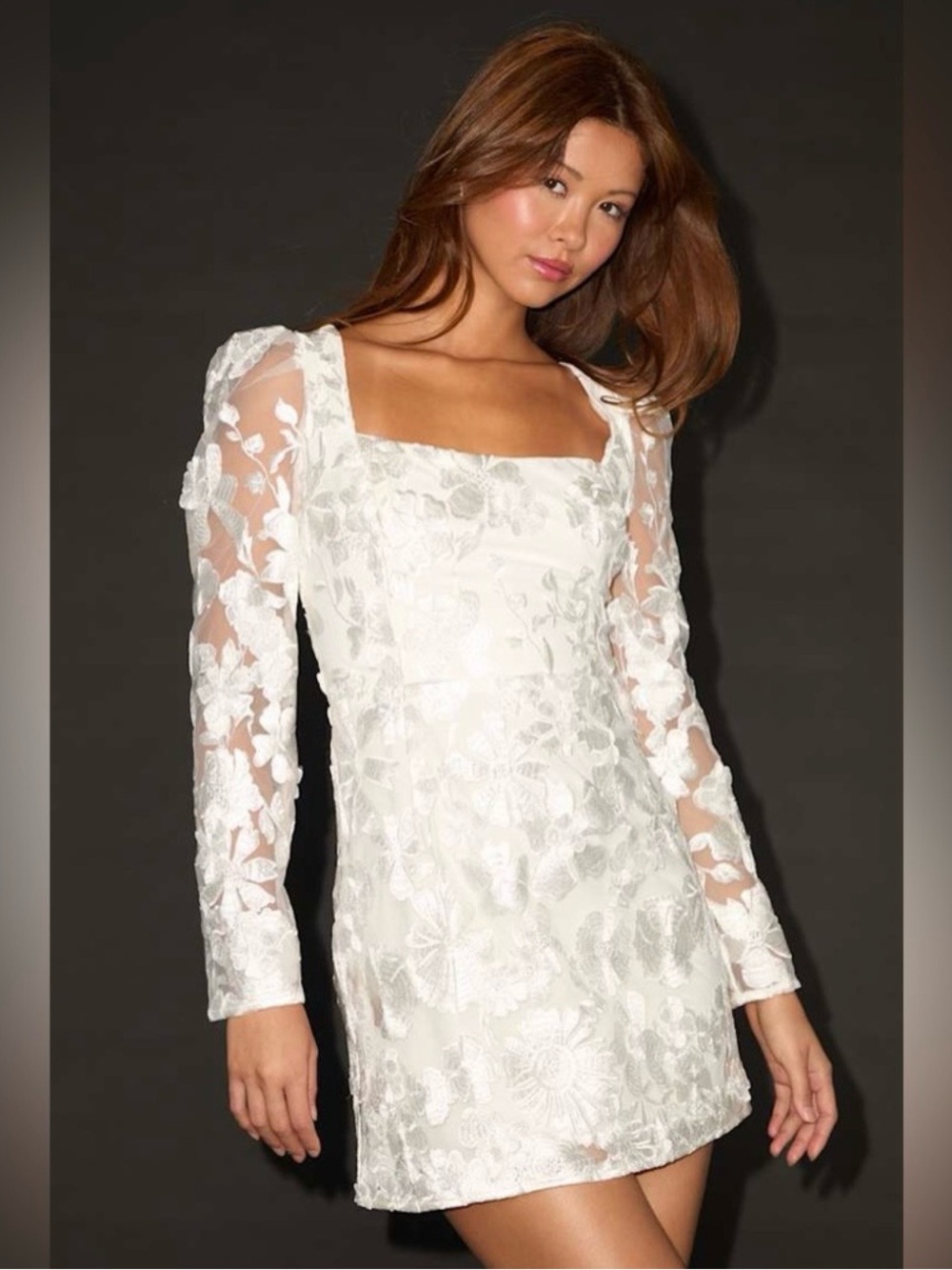 Lulus Masterfully Eloquent White 3D Floral Mini Dress